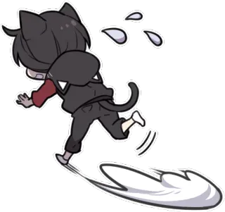 🏃 Anime, Catboy, Kawaii, Chibi, Corriendo, Sudor, Dibujos animados whatsapp sticker