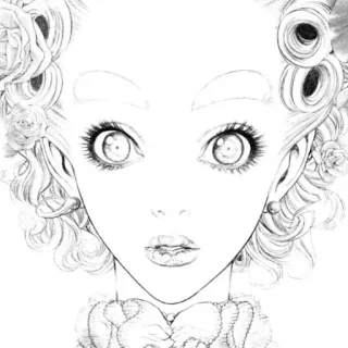 😧 Manga, Sketsa, Potret, Wanita, Wajah, Gambar, Seni telegram sticker