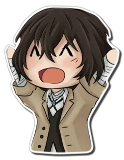 😄 Dazai Osamu Bungou Stray Dogs Anime, Chibi, Postać, Dazai Osamu, Bungou Stray Dogs, Słodkie, Kawaii, Manga telegram sticker