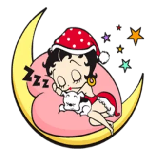 😴 Betty Boop ZZZ cartoon, sleeping, moon, dog, animation, betty boop telegram sticker
