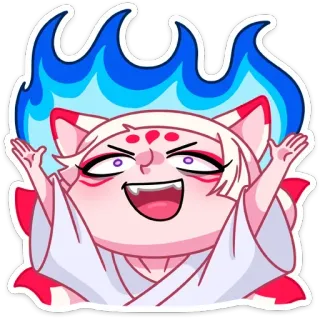 😈 アニメ, かわいい, 狐, 精霊, 悪魔, キャラクター, イラスト telegram sticker
