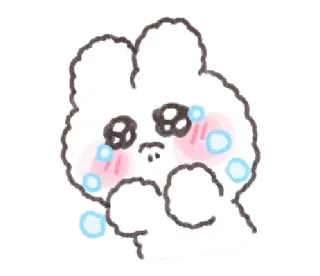💬 coelho, chorando, triste, kawaii, fofo, coelho, emoji whatsapp sticker