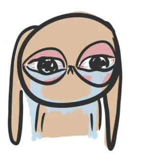 😭 triste, chorando, coelho, coelho, cansado, desenho, desenho animado telegram sticker
