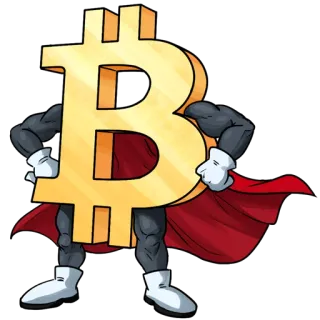 💪 Bitcoin, Criptomoneda, Héroe, Superhéroe, Finanzas, Moneda digital whatsapp sticker