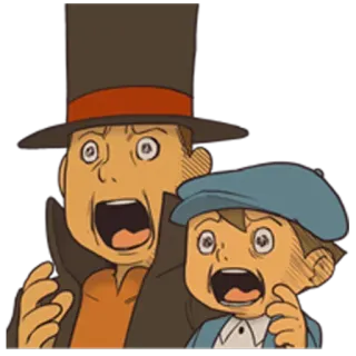 😧 Professor Layton 레이튼 교수, 충격, 놀람, 비디오 게임, 탐정, 걱정 whatsapp sticker