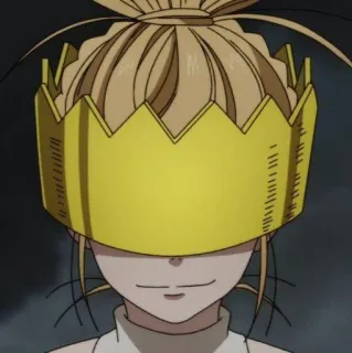 💛 anime, blonde hair, gold crown, female, character, face telegram sticker
