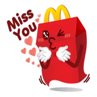 😘 Miss You mcdonalds, happy meal, amor, fofo, desenho animado telegram sticker