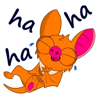 🤣 ha ha ha ha летучая мышь, мультфильм, смех, оранжевый, милый, счастливый whatsapp sticker