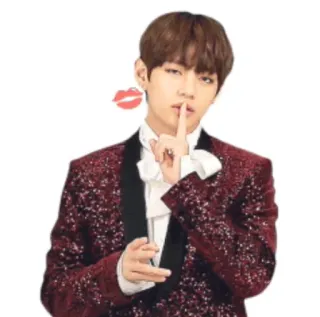 💋 man, finger to lips, shush, kiss mark, male, kpop telegram sticker