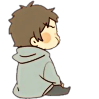 🎀 Cartoon, Junge, süß, Anime, Sticker, sitzend telegram sticker
