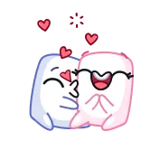 😘 Cartoon, Kawaii, Schattig, Harten, Liefde, Genegenheid, Koppel telegram sticker