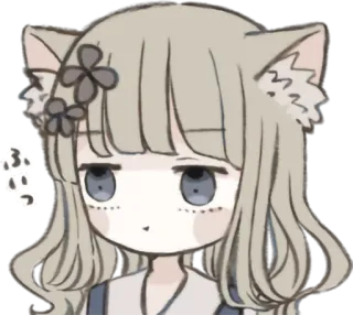 😤 动漫, 猫耳, 女孩, 可爱, 贴纸, 插画 whatsapp sticker