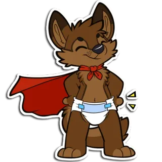 🦸 furry furry, superhero, cape, diaper, cute, cartoon, anthropomorphic, animal telegram sticker