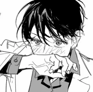 📖 Anime, Manga, Hombre, Retrato, Pelo negro whatsapp sticker