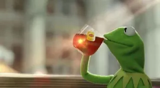 ☕ Kermit Кермит лягушонок, чай, пить, мем telegram sticker