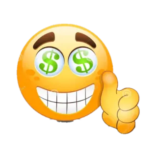 🤑 Emoji, Dinero, Pulgar arriba, Dólar, Finanzas, Éxito telegram sticker