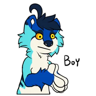 👏 Boy Furry, Antro, Dibujos animados, Animal, Azul, Personaje telegram sticker