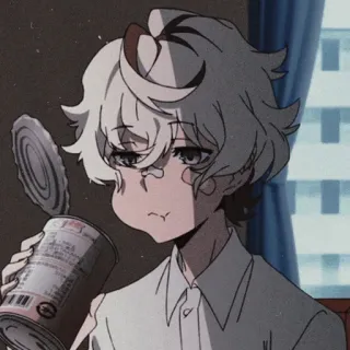 ➖ anime, boy, can, eating, illustration telegram sticker