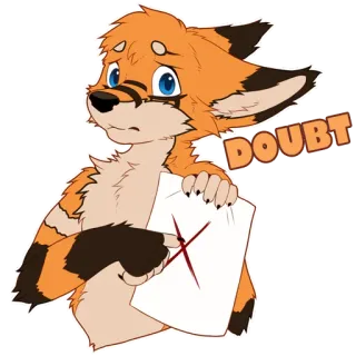 🦊 DOUBT ragu, rubah, binatang, berbulu, pertanyaan telegram sticker