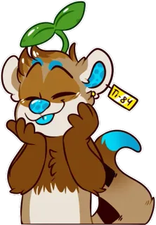 🌱 TI-84 otter, cartoon, mammal, animal, happy, plant telegram sticker