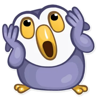 😱 pingüino, pegatina, dibujo animado, lindo, animal, pájaro, sorprendido whatsapp sticker