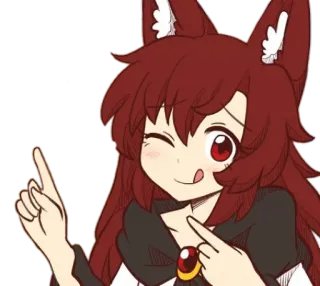 😋 Anime, Vossenoren, Schattig, Knipoog, Cartoon telegram sticker