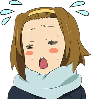 😥 anime, scared, worried, sweating, emotional telegram sticker
