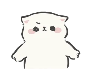⭐ kat, dier, schattig, kawaii, cartoon, wit, emoji telegram sticker