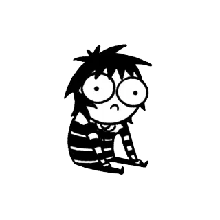 😔 cartoon, emo, goth, sad, striped shirt, black and white telegram sticker