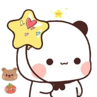🎈 Panda, Lindo, Estrella, Kawaii, Animal, Dibujo animado whatsapp sticker