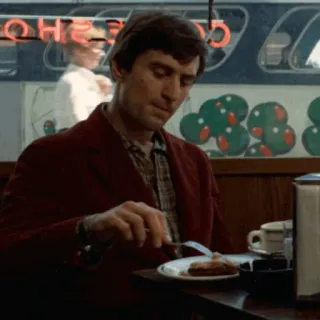➰ Robert De Niro Taxi Driver acteur, eten, film, bioscoop, café whatsapp sticker