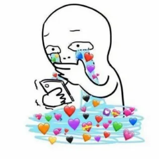 😭 amore, cuori, piangere, telefono, emozioni, meme telegram sticker
