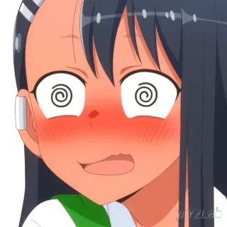 😳 Nagatoro Don't Toy with Me, Miss Nagatoro anime, Nagatoro, malu, bingung, mata spiral, kartun, manga telegram sticker
