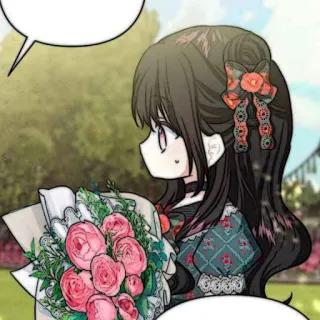 🐈‍⬛️ ragazza, rose, fiori, carino, manga, cartone animato whatsapp sticker