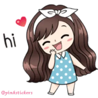 🖐 hi cartoon, girl, greeting, cute, friendly telegram sticker