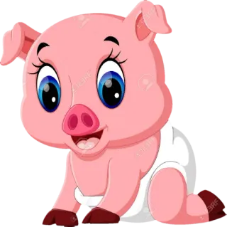 🐷 หมู, การ์ตูน, สัตว์, น่ารัก, สีชมพู telegram sticker