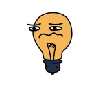 🤨 bombilla, dibujo animado, expresión, confundido, pensando whatsapp sticker