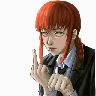 🖕 Makima Chainsaw Man มาคิมะ, เชนซอว์แมน, อนิเมะ, มังงะ, นิ้วกลาง, ท่าทางดูถูก whatsapp sticker