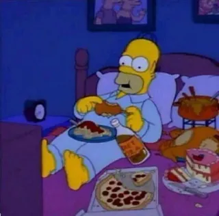 😋 Homer Simpson The Simpsons Гомер Симпсон, еда, пища, мультфильм, кровать, обжорство whatsapp sticker