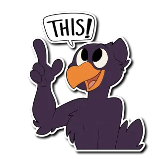 ☝️ THIS! ptak, kreskówka, naklejka, dymek, wskazywanie, postać telegram sticker