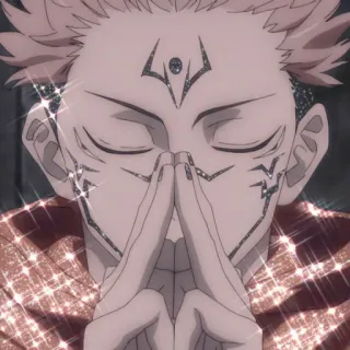 ✨ Sukuna Jujutsu Kaisen Anime, Manga, Sukuna, Jujutsu Kaisen, Przeklęty Duch, Błyszczący, Postać z Anime telegram sticker