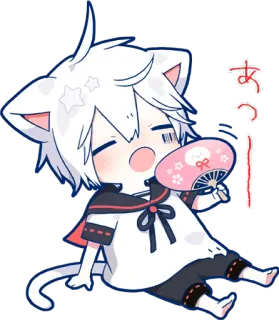 ☀️ あつい 猫, アニメ, ファン, かわいい, ちび whatsapp sticker