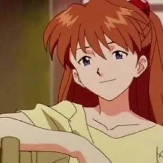 😊 Asuka Langley Sohryu Neon Genesis Evangelion anime, girl, cartoon, red hair, smiling, character telegram sticker