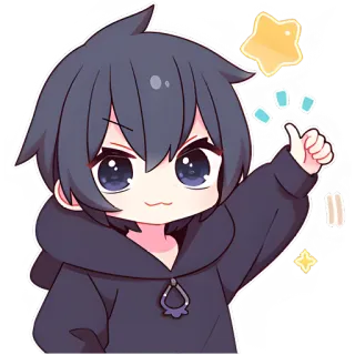 👍 Anime, Cartoon, Schattig, Duim omhoog, Blij, Chibi, Kawaii, Ster telegram sticker