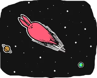 😀 Weltraum, Hase, Planet, Sterne, Cartoon, Illustration whatsapp sticker
