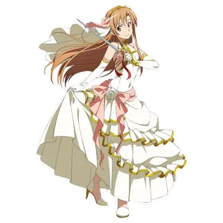 🎀 Asuna Yuuki Sword Art Online Anime, Spada, Personaggio, Femmina, Sposa, Vestito, Bella telegram sticker