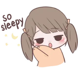 🌙 So sleepy! slaperig, cartoon, schattig, meisje, moe whatsapp sticker