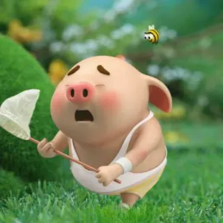 🐷 돼지, 벌, 그물, 만화, 동물, 스티커 telegram sticker