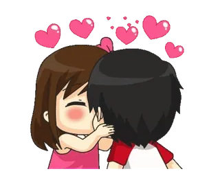 😘 miłość, para, pocałunek, romantyczny, kreskówka, serce, słodki telegram sticker