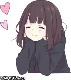 🥰 @MHStickers Anime, Garota, Fofa, Corações, Adesivo telegram sticker